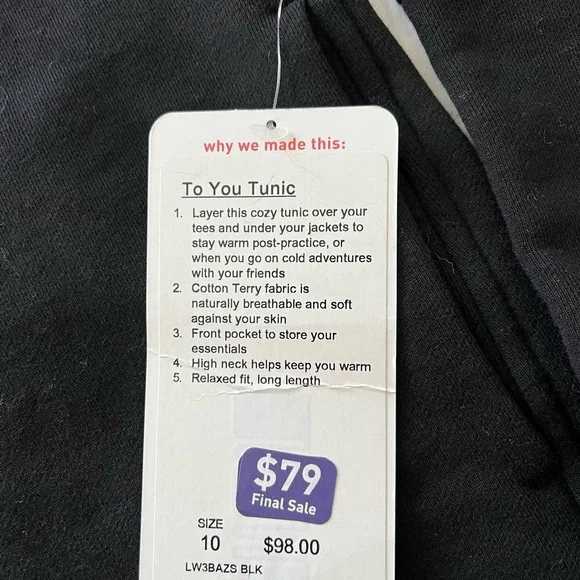 NWT Lululemon to you tunic size 10 - Picture 2 of 5